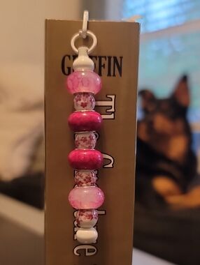 Pink + White Floral Dangle Bookmark